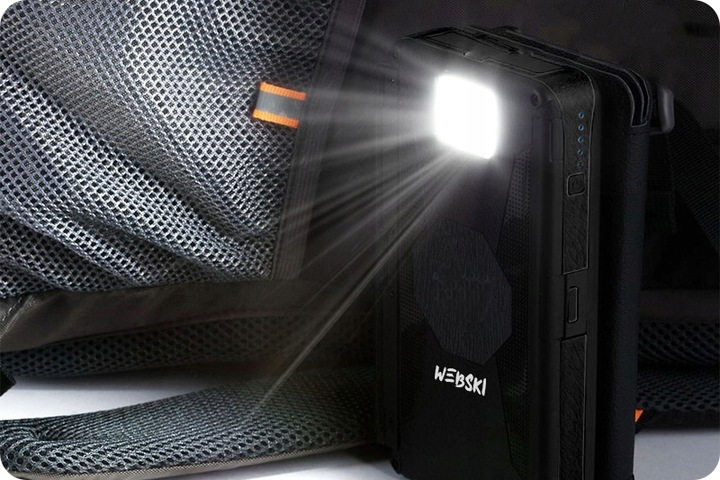 WEBSKI POWERBANK SOLARNY MOCNE 4 PANELE SOLARNE POJEMNOŚĆ 20000MAH USB-C