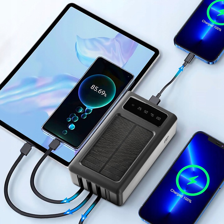 POWERBANK SOLARNY 20000 MAH KABEL ŁADOWANIE