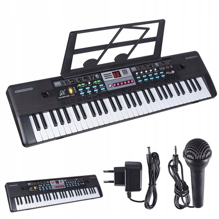 KIBORD DLA DZIECI KEYBORD EDUKACYJNY DO NAUKI GRY 61 KLAWISZY MIKROFON
