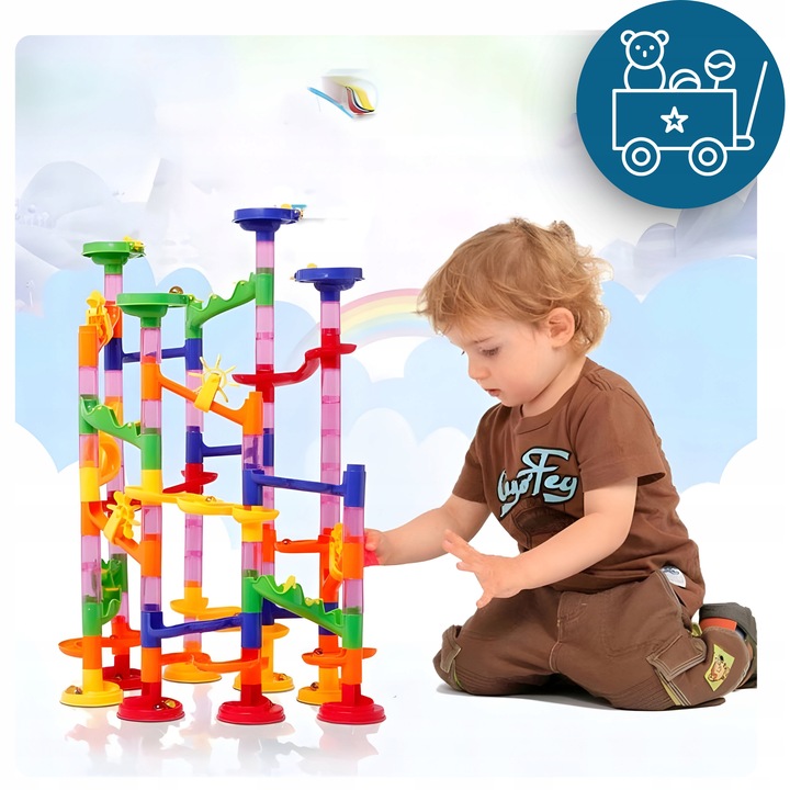 TOR KULKOWY KULODROM KLOCKI KONSTRUKCYJNE ZESTAW 105 EL KULKI 30 KULEK