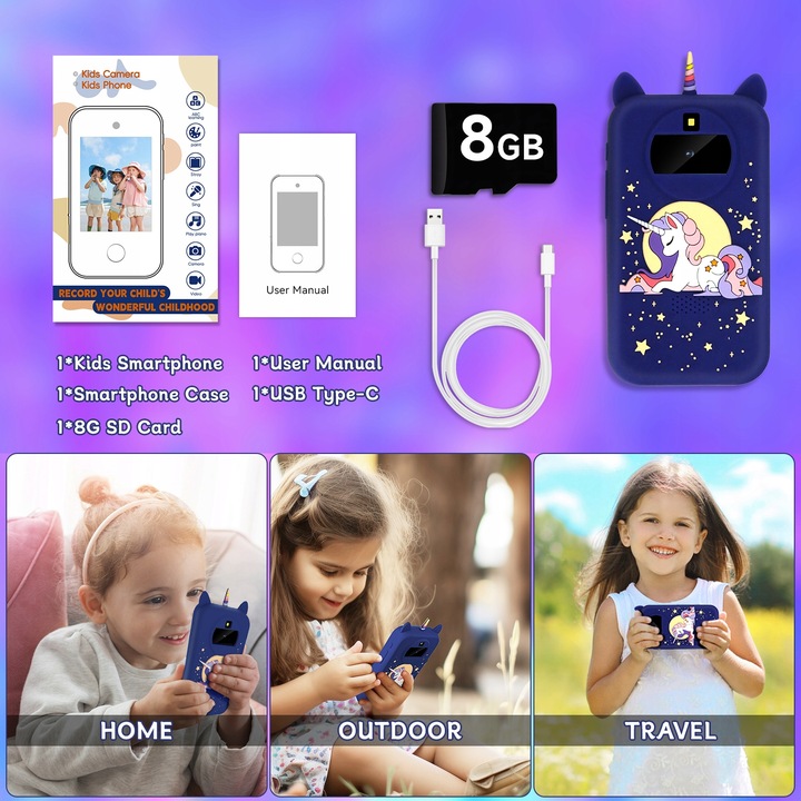 ZABAWKOWY SMARTFON DOTYKOWY EKRAN DOTYKOWY Z ODTWARZACZEM MUZYKI PODWÓJNY