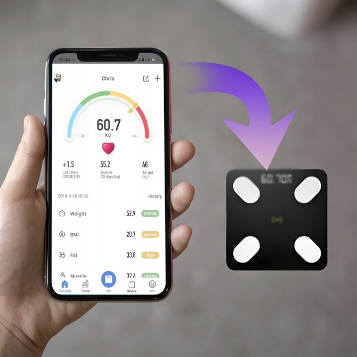 WAGA ŁAZIENKOWA ELEKTRONICZNA ANALITYCZNA BLUETOOTH DOKŁADNA SMART 25W1