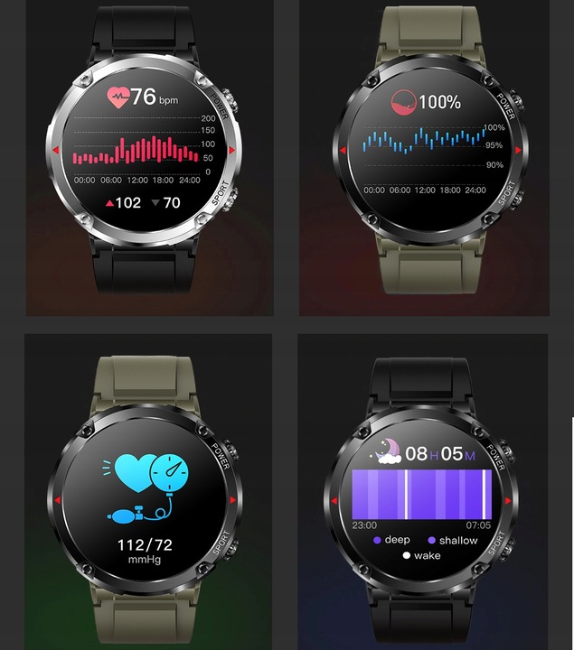 ZEGAREK MĘSKI SMARTWATCH SHD 400px CIŚNIENIOMIERZ PULSOMETR ROZMOWY PL MENU