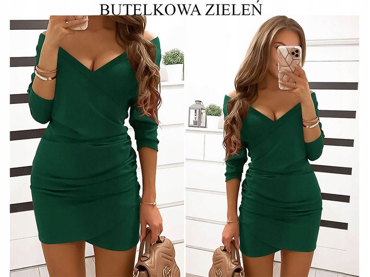 SUKIENKA DOPASOWANA ODKRYTE RAMIONA KOLORY L/XL