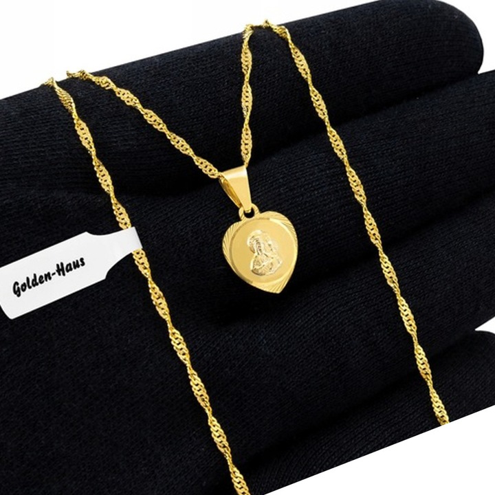 ZŁOTY ŁAŃCUSZEK I MEDALIK KOMUNIJNY SERCE MATKA BOSKA NA KOMUNIĘ CHRZEST