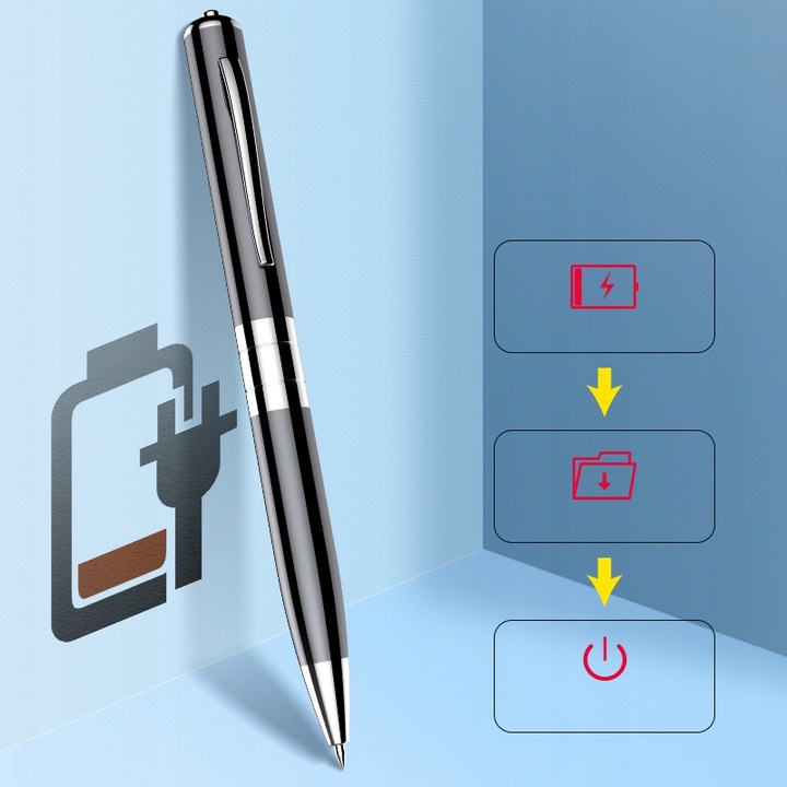 DŁUGOPIS MINI DYKTAFON SZPIEGOWSKI PENDRIVE 15H HQ Do Podsłuchu Detekcja