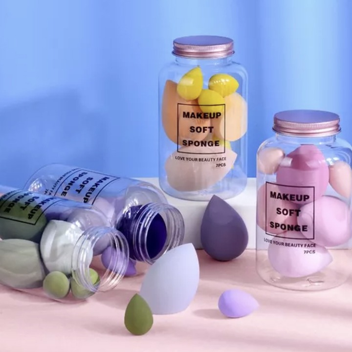 Zestaw 7szt GĄBECZKI do makijażu BLENDER gąbeczka DO PUDRU fluidu RÓŻU
