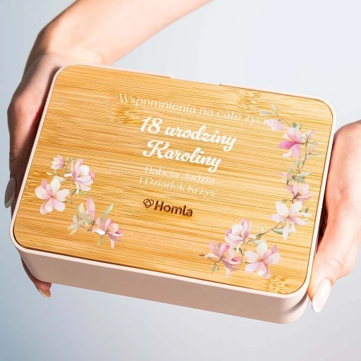 Organizer pojemnik różowy z lusterkiem NADRUK własny PREZENT URODZINY