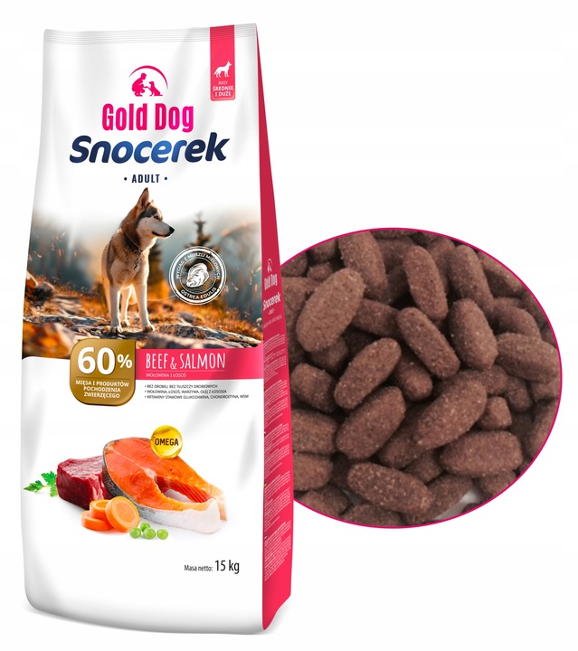 Karma dla owczarka Gold Dog Snocerek 15kg wołowina łosos na stawy