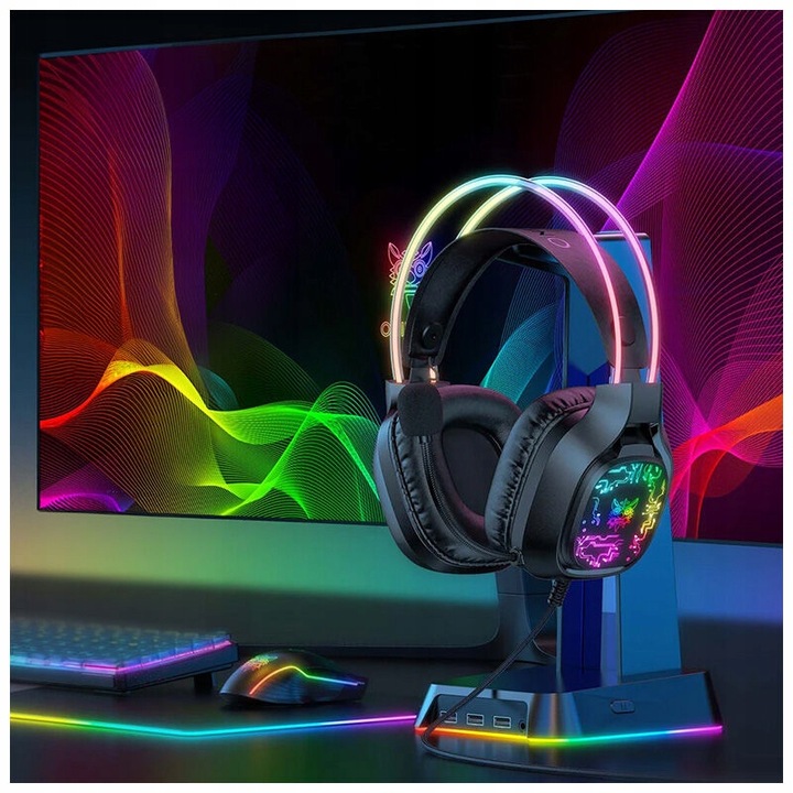 ONIKUMA SŁUCHAWKI GAMINGOWE X22 DLA GRACZY DO GRANIA Z MIKROFONEM RGB LED