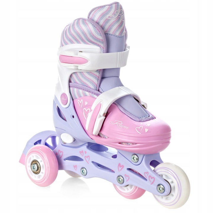Rolki Wrotki Regulowane 3w1 RAVEN Loret Lila/Pink 34-37 Kółka LED