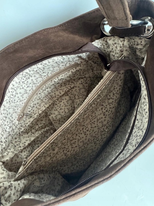 Torba Flora&Co torebka duża worek zamsz zamszowa eco brązowa czekoladowy