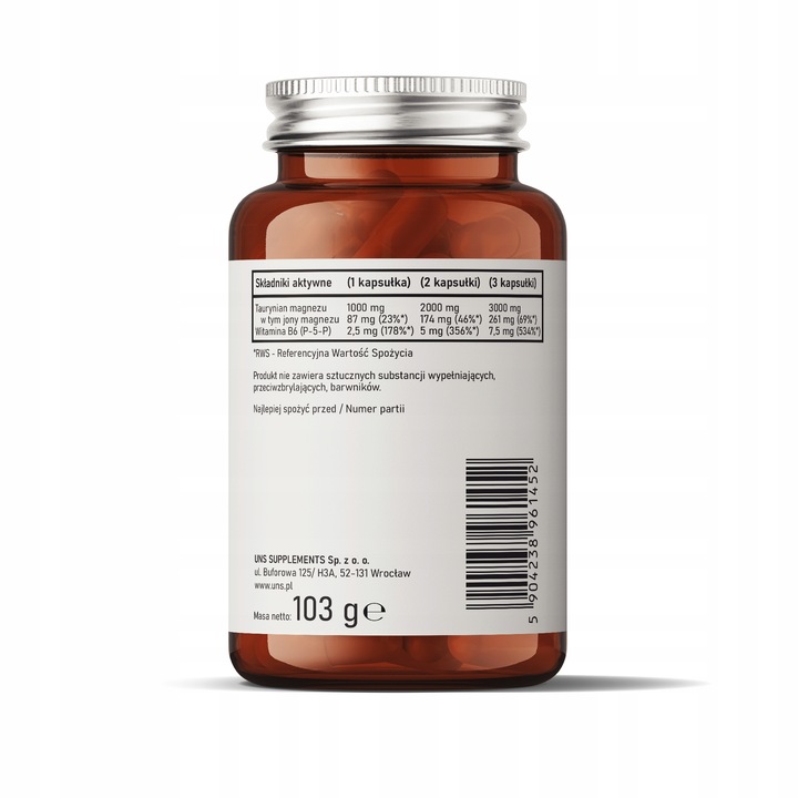UNS Taurynian Magnezu & B6 P5P 90 vege kaps.
