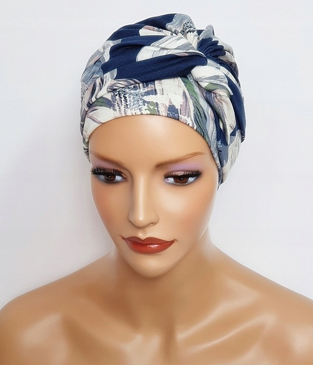 Przeplatany turban damski Sara 259 czapka marszczona także po chemioterapii