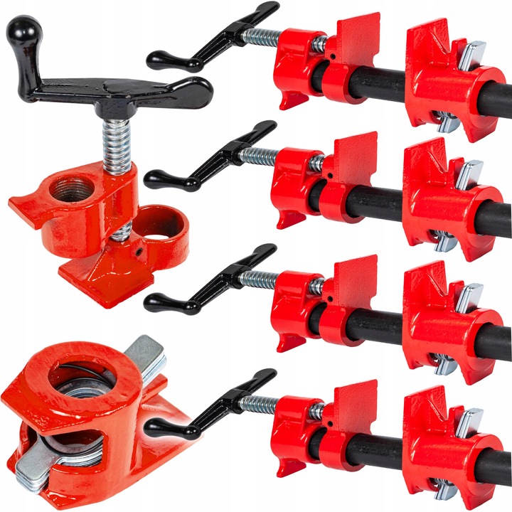 4x ŚCISK STOLARSKI RUROWY BEZKOŃCOWY NA RURĘ 3/4" ZACISK MONTAŻOWY IMADŁO