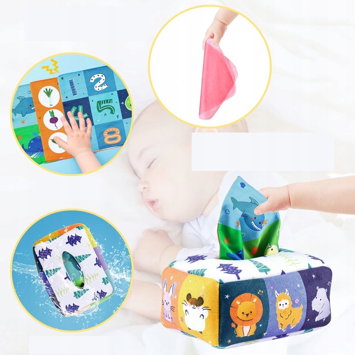 SORTER PUDEŁKO Z CHUSTECZKAMI ZWIERZĄTKA PLUSZOWE MONTESSORI SENSORYCZNE