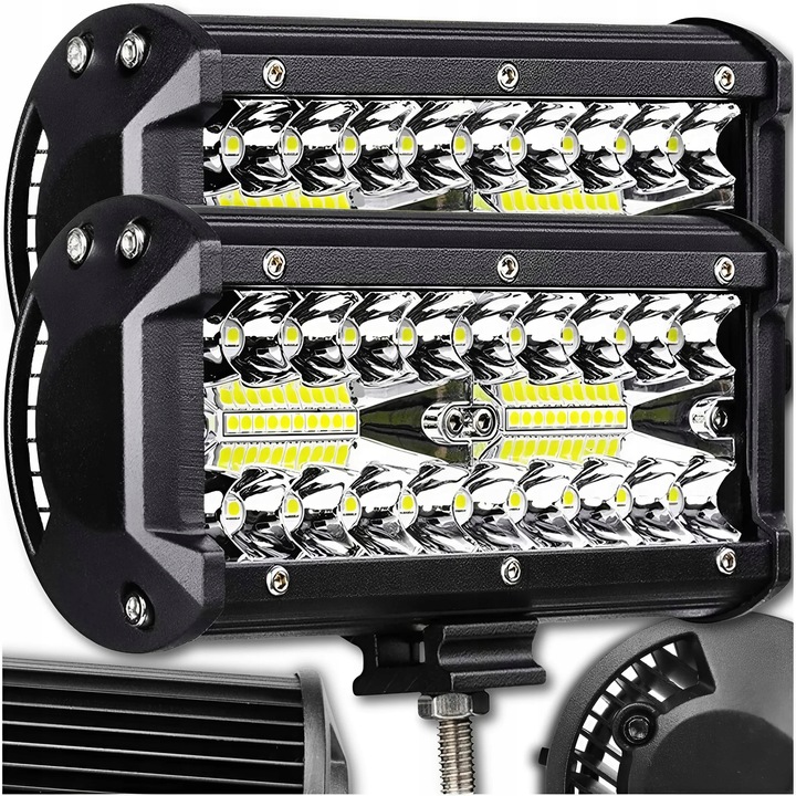 ZESTAW LAMPA ROBOCZA HALOGEN SAMOCHODOWY QUAD 2x 120W MOCNY LED CREE IP68