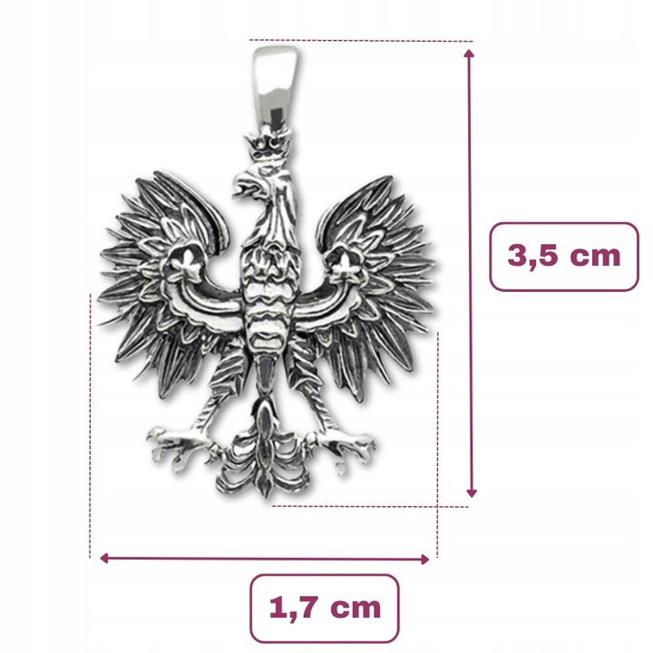 Zawieszka Srebrna pr. 925 Wisiorek ORZEŁ w Koronie Godło Polski (Mały)