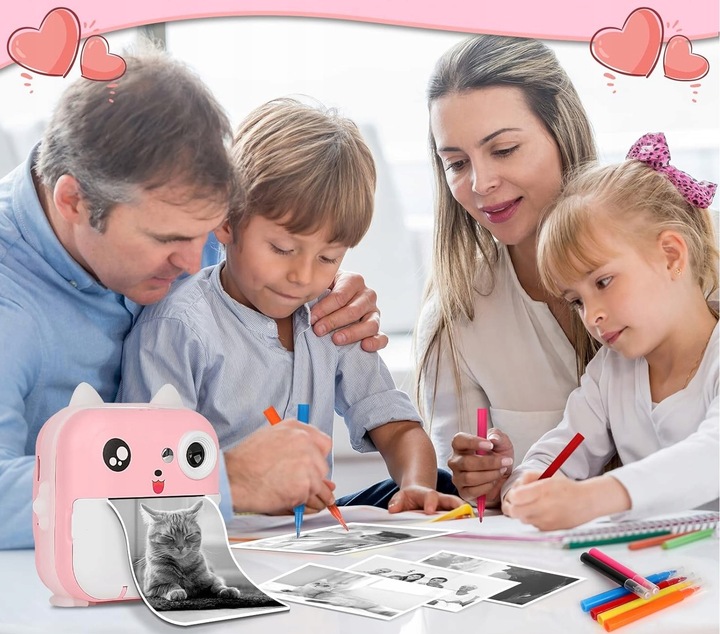 DRUKUŚ APARAT LCD CYFROWY NATCHMIASTOWY Z DRUKARKĄ DLA DZIECI GRY ROLKI