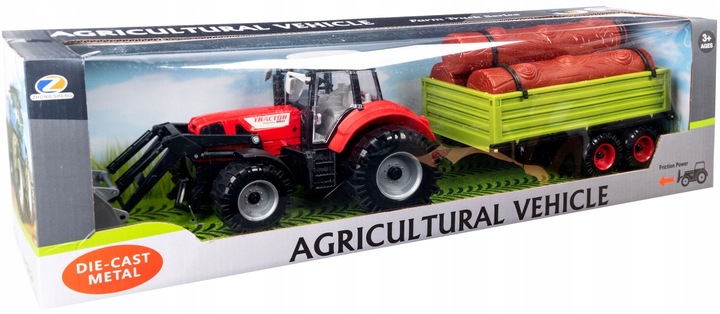 Duży Traktor z Przyczepą Ciągnik NAPĘD Ruchome elementy Otwierane drzwi