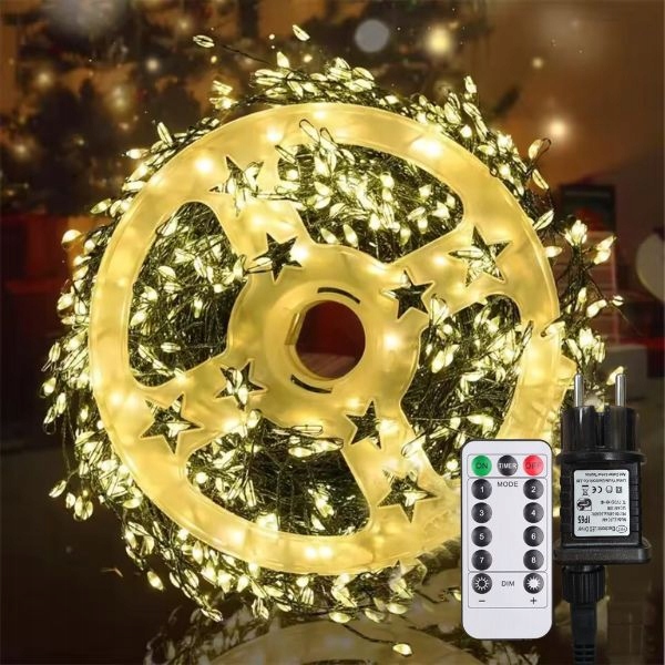 Lampki świąteczne drucik 3000 Led 100m IP44 Biały ciepły + pilot