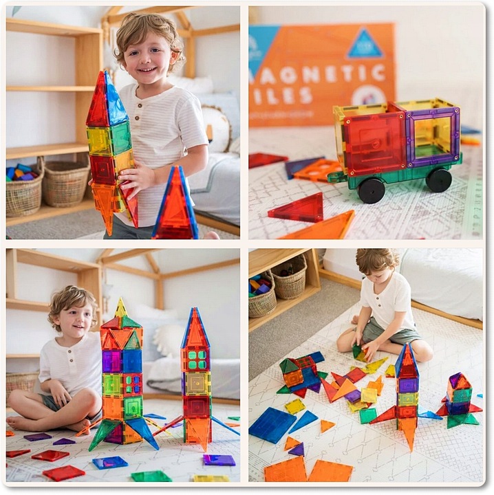 KLOCKI MAGNETYCZNE Duże Magnetic Tiles 3D Konstrukcyjne zestaw XXL 100 el