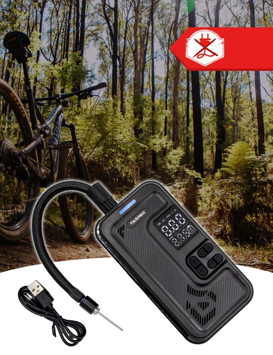 KOMPRESOR SAMOCHODOWY Pompka Elektryczna Sprężarka do kół 8V 4000mAh LCD