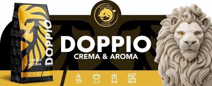 Kawa ziarnista 1kg x2 DOPPIO CREMA &AROMA- ŚWIEŻO PALONA -Blue Orca Coffee