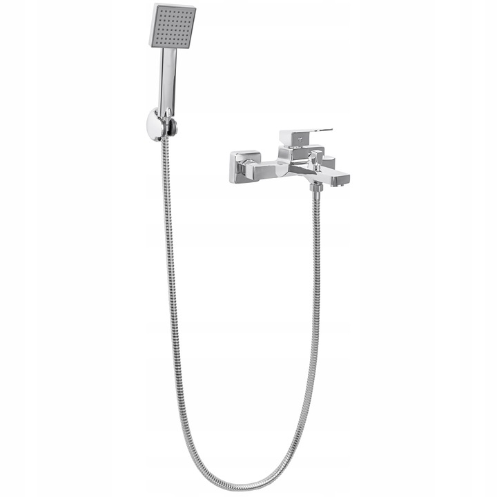 Bateria wannowa z prysznicem ścienna chrom srebrna kran do wanny YOKA HOME