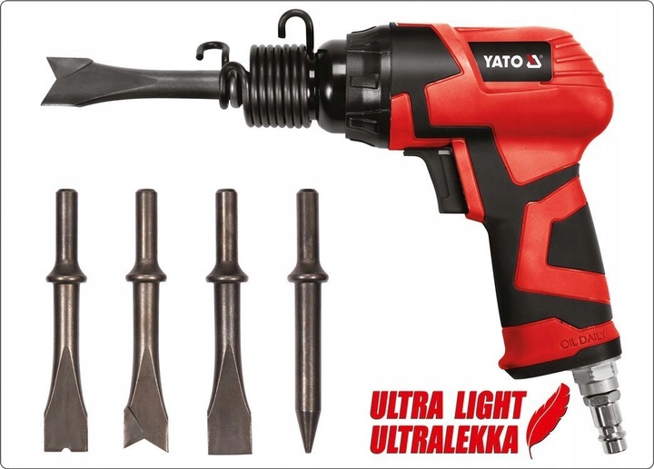 YATO MŁOTEK PNEUMATYCZNY ŚCINAK UDAROWY KOMPOZYT +4 GROTY DO RDZY PIASKARKA