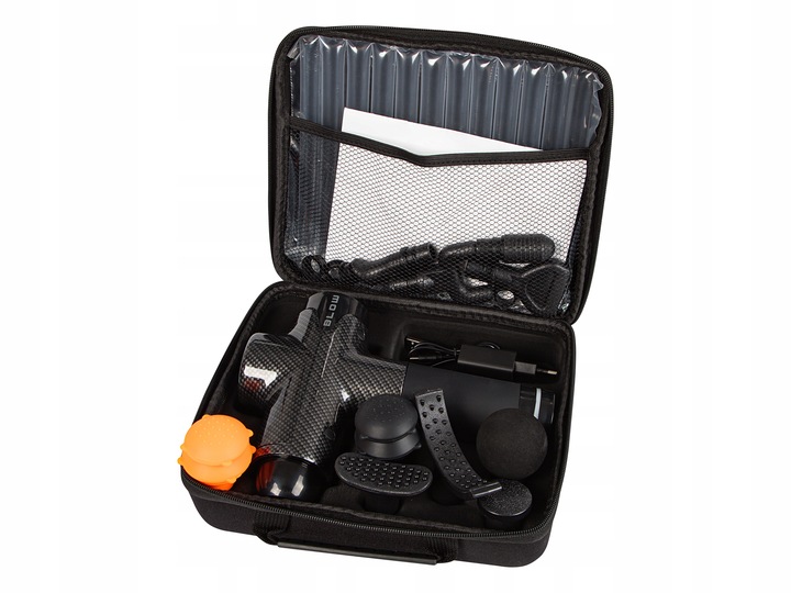 PISTOLET DO MASAŻU PLECÓW CIAŁA MASAŻER MASSAGE GUN 200W ZESTAW 10 KOŃCÓWEK