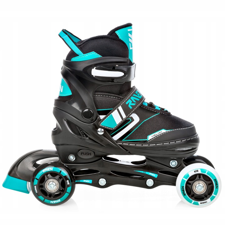 Rolki Wrotki Regulowane 3w1 RAVEN Helixi Black/Mint 34-37 Kółko LED