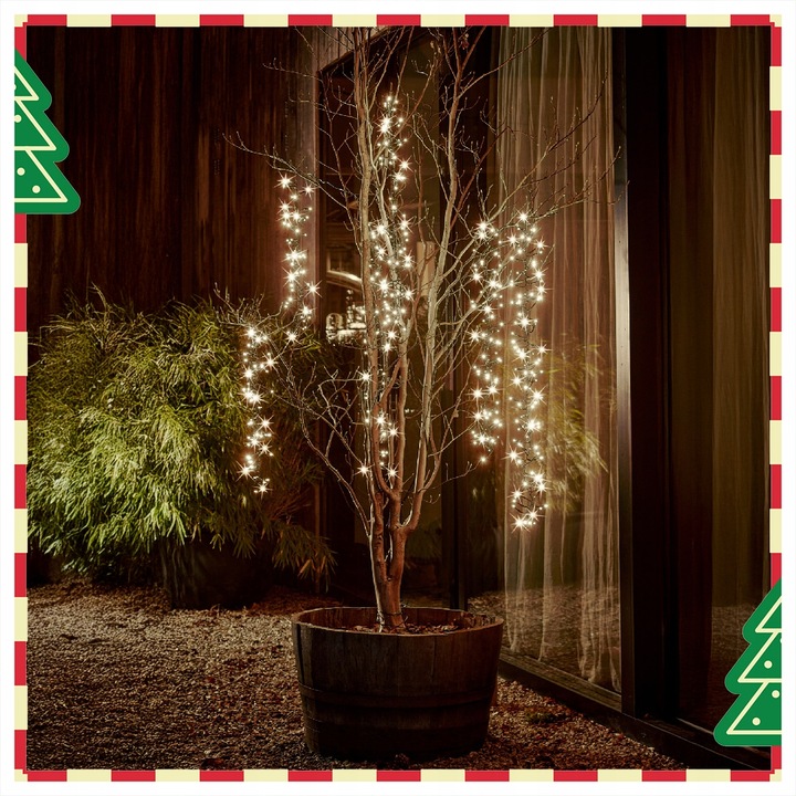 Kaskada świetlna 480LED Oświetlenie Świąteczne na Drzewa Ciepły złoty