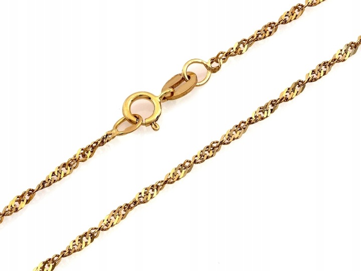 Łańcuszek złoty 375 dziecięcy elegancki splot Singapur 1.5mm r45 na Chrzest