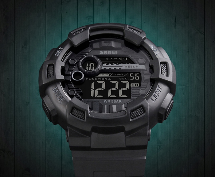 Zegarek męski SKMEI LED elektroniczny czarny wiele funkcji