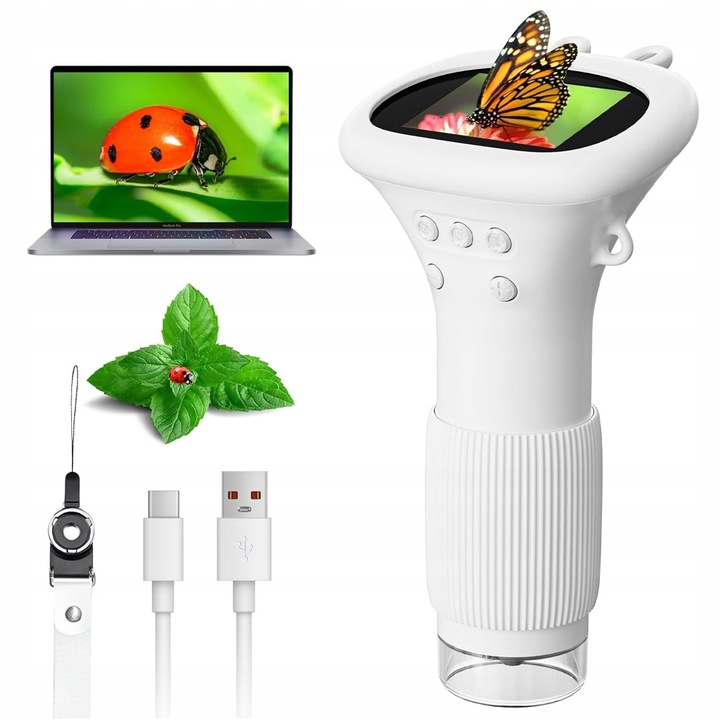 MIKROSKOP CYFROWY OPTYCZNY KIESZONKOWY DLA DZIECI LED PRZYBLIŻENIE 1000X HD