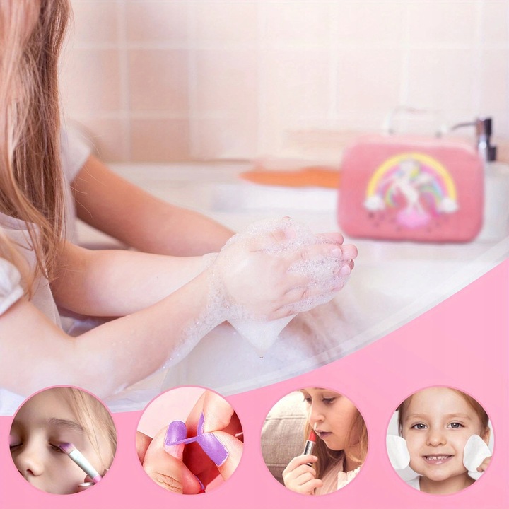 KUFEREK ZESTAW KOSMETYKI DO MAKIJAŻU PAZNOKCI JEDNOROŻEC MAKEUP DLA DZIECI