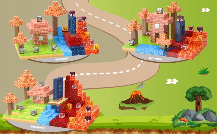 KLOCKI MAGNETYCZNE MINECRAFT BLOKI KLOCKI PIXELE SZEŚCIANY 100 KLOCKÓW