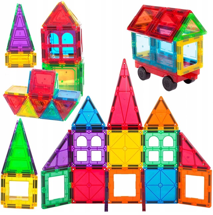 ZESTAW DUŻE KLOCKI MAGNETYCZNE KONSTRUKCYJNE 3D PANELE MAGNETIC TILES 45 EL