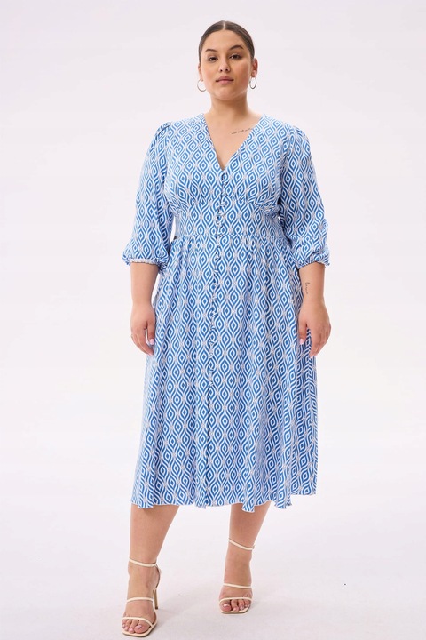 Blue shadow urocza sukienka TINA 42 niebieski wzór boho wiskoza