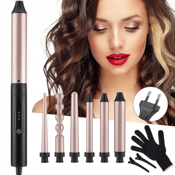 LOKÓWKA DO WŁOSÓW WIELOFUNKCYJNA 6 WYMIENNYCH GŁOWIC FALOWNICA FALE LOKI