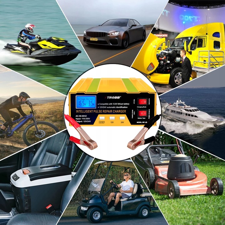 Prostownik SAMOCHODOWY AUTOMATYCZNY Z FUNKCJĄ NAPRAWY AKUMULATORÓW 12V 24V