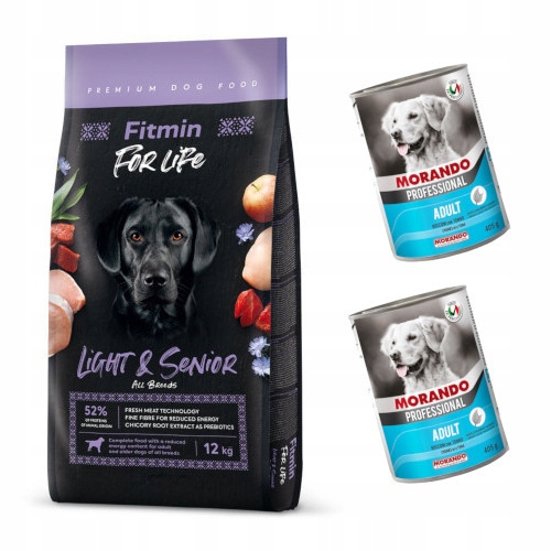Fitmin For Life DOG Light Senior 12kg + 2 puszki Morando GRATIS