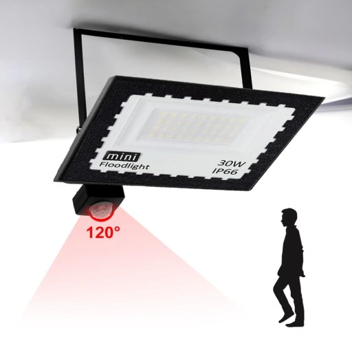 HALOGEN LED 30W NAŚWIETLACZ SLIM CZUJNIK RUCHU ZEWNĘTRZNY DO MAGAZYNU