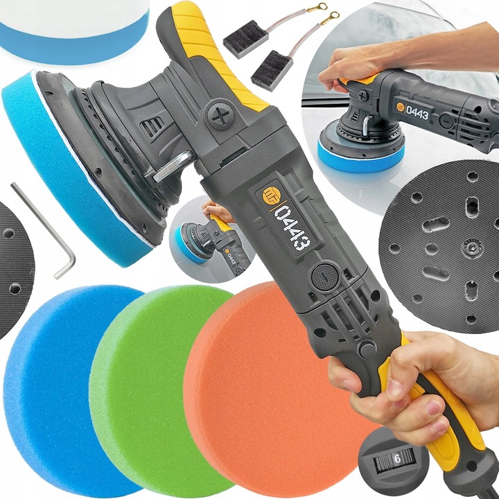 POLERKA SAMOCHODOWA OSCYLACYJNA DUAL ACTION SKOK 21MM 1500W +3 GĄBKI MP0443