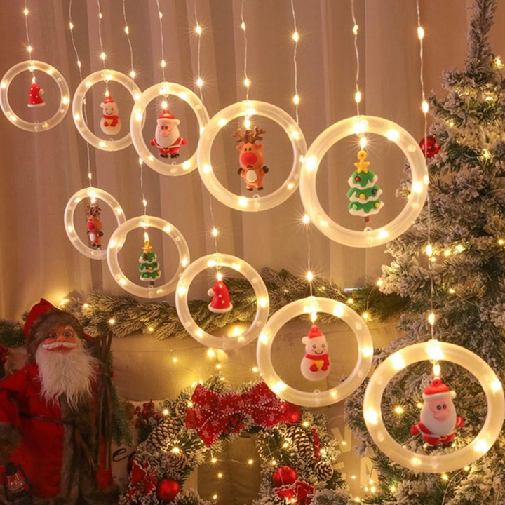 Światło Okien Świąteczne Pętle Świąteczne Oświetlenie Drzewa Świątecznego