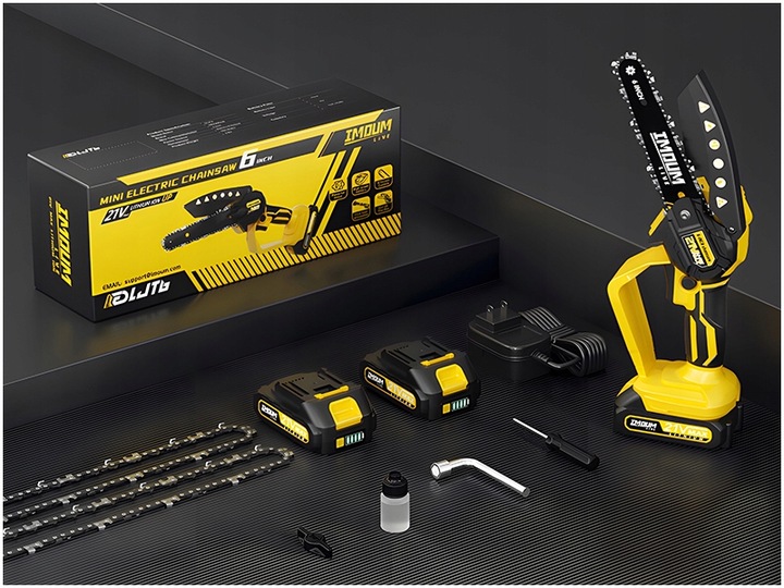 PIŁA ŁAŃCUCHOWA AKUMULATOROWA 6" DO GAŁĘZI DREWNA GAŁĘZIÓWKA 2x AKUMULATOR