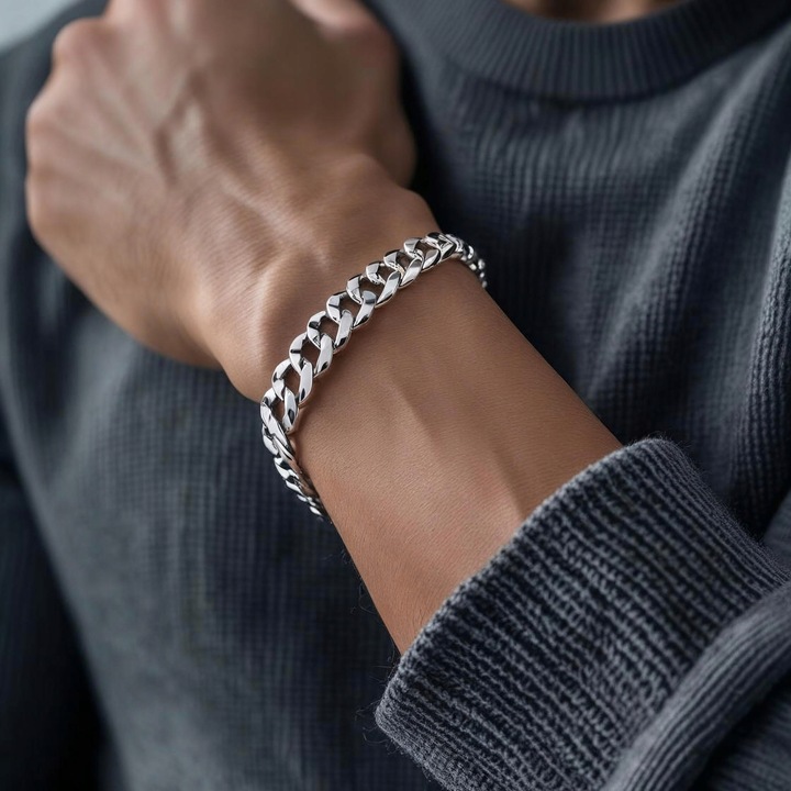 Bransoleta Srebrna Męska Bransoletka GRUBA Srebro 925 Pancerka PEŁNA