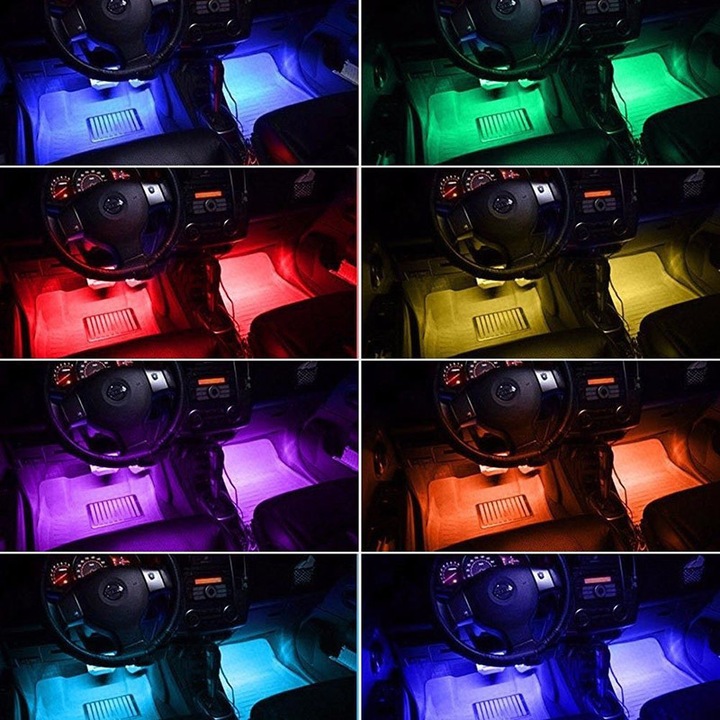 OŚWIETLENIE WNĘTRZA KABINY 4x9 SAMOCHODU LED RGB