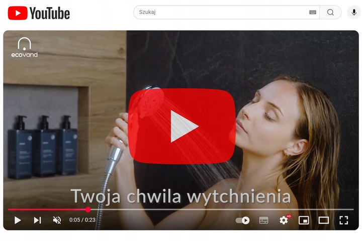 SŁUCHAWKA PRYSZNICOWA funkcja stop ECOVAND AQS OSZCZĘDNA -62% WODY 6 L/MIN